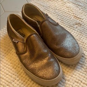 Gold vans slip on shoes